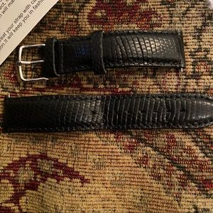 Michele Watch Black Band Lizard Size 18